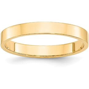 14K Yellow Gold 3mm Flat Wedding Band Ring Sizes 4 to 14