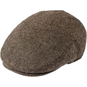 JANGOUL Men Wool Blend Ivy Newsboy Cap Tweed Gatsby Cabbie Flat Hat
