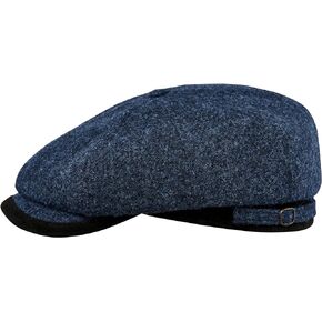 Sterkowski Malone Cap | 100% Harris Tweed 8 Piece Newsboy Hat | Vintage English Applejack Gatsby Flat Cap with Quilted Lining