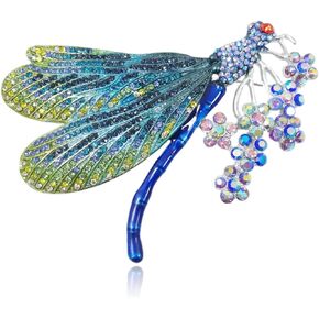 EVER FAITH Women's Austrian Crystal Enamel Colorful Bouquet Insect Dragonfly Brooch