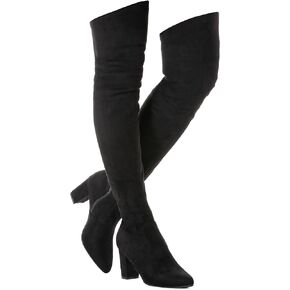 Mtzyoa Women Over The Knee Boots Thigh High Block Heel OTK Stretch Stiletto Heel Pointed Toe