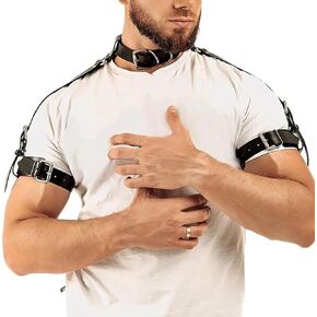 Men's Leather Body Chest Harness Suspenders Adjustable Buckle Shoulder Armors Straps Punk Black Belt Club Party Rave Costumes