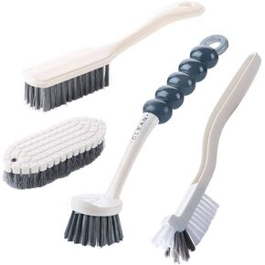 4Pcs Multipurpose Cleaning Brush Set,Kitchen Cleaning Brushes,Includes Grips Dish Brush|Bottle Brush|Scrub Brush Bathroom Brush|Shoe Brush