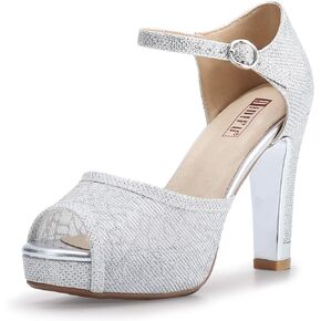IDIFU Women's IN4 Mary Platform Chunky High Heels Sandals Peep Toe Dress Wedding Bridal Shoes For Women Bride Bridesmaid
