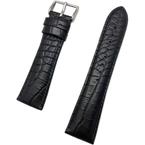 24mm Black Genuine Leather Watchband | Sporty Alligator Crocodile Grained, Durable, Classic Style, Replacement Wrist Watchstrap that brings New Life to Any Watch (Mens Length)
