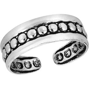 AeraVida Tropical Tribal Accent Row of Circles Dots .925 Sterling Silver Toe Ring or Pinky Ring