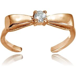 Hoops & Loops Sterling Silver Cubic Zirconia Bow Tie Toe Ring
