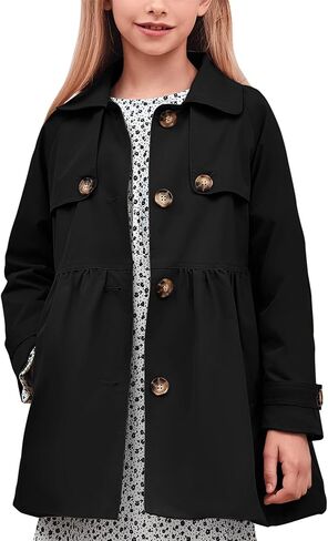 معطف Meikulo للفتيات بصدر واحد سترات خارجية مقاومة للرياح للأعمار من 5 إلى 14 عامًا in Kuwait