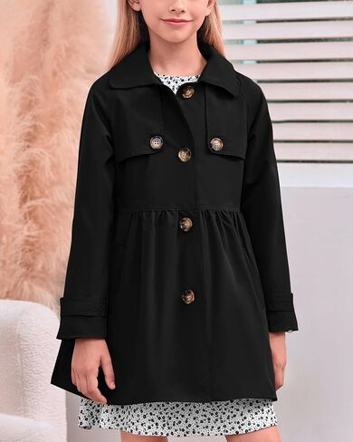 معطف Meikulo للفتيات بصدر واحد سترات خارجية مقاومة للرياح للأعمار من 5 إلى 14 عامًا in Kuwait