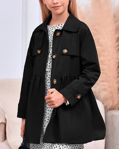 معطف Meikulo للفتيات بصدر واحد سترات خارجية مقاومة للرياح للأعمار من 5 إلى 14 عامًا in Kuwait