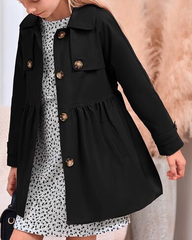 معطف Meikulo للفتيات بصدر واحد سترات خارجية مقاومة للرياح للأعمار من 5 إلى 14 عامًا in Kuwait