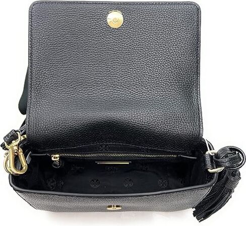 Tory Burch 144688 Thea Flap Black With Gold Hardware Leather Women's Crossbody Bag in Saudi Arabia