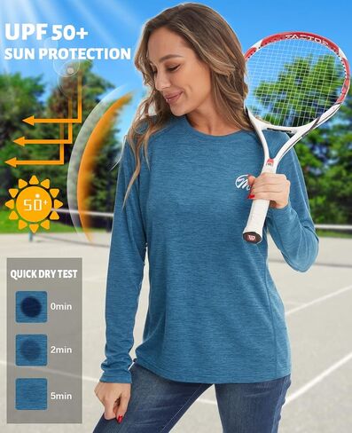 قميص MEETYOO النسائي للحماية من أشعة الشمس بعامل حماية من أشعة الشمس 50+ وأكمام طويلة وعامل حماية من الأشعة فوق البنفسجية، قميص حماية من الطفح الجلدي خفيف الوزن في الهواء الطلق in Kuwait