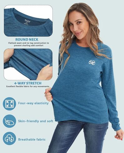 قميص MEETYOO النسائي للحماية من أشعة الشمس بعامل حماية من أشعة الشمس 50+ وأكمام طويلة وعامل حماية من الأشعة فوق البنفسجية، قميص حماية من الطفح الجلدي خفيف الوزن في الهواء الطلق in Kuwait