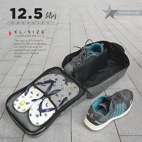 FATMUG Travel Shoe Bag - Gym Men And Ladies Footwear Packing Storage Portable Cover - Black in Saudi Arabia
