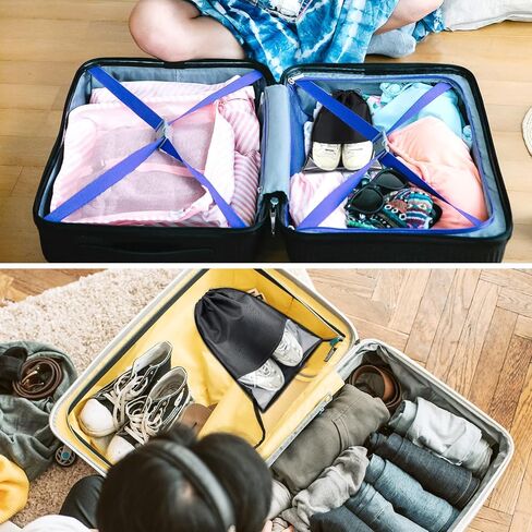 16 PCS Shoe Bags for Travel, LEEFONE Portable Shoe Bag for Storage Clear Window with Rope, Shoes Organizers for Men and Women Size (Black), Black, Shoe Bags in Kuwait