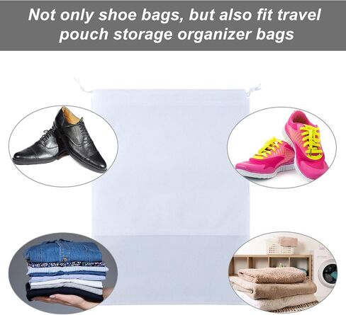 12 Pieces Travel Shoe Storage Bag Non-Woven Storage Bag Portable Shoes Pouch with Transparent Window for Daily and Travel Use (White, 14.2 x 10.6 inch) in Saudi Arabia