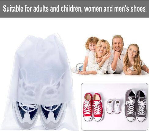 12 Pieces Travel Shoe Storage Bag Non-Woven Storage Bag Portable Shoes Pouch with Transparent Window for Daily and Travel Use (White, 14.2 x 10.6 inch) in Saudi Arabia