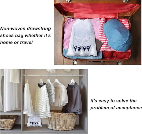 12 Pieces Travel Shoe Storage Bag Non-Woven Storage Bag Portable Shoes Pouch with Transparent Window for Daily and Travel Use (White, 14.2 x 10.6 inch) in Saudi Arabia