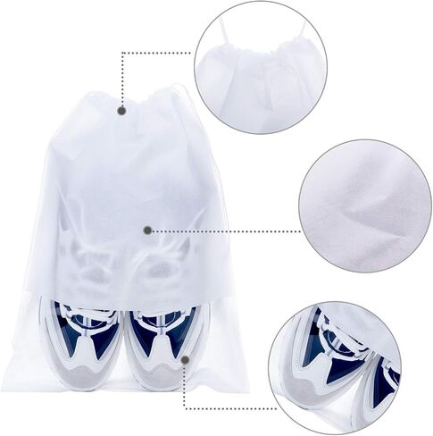 12 Pieces Travel Shoe Storage Bag Non-Woven Storage Bag Portable Shoes Pouch with Transparent Window for Daily and Travel Use (White, 14.2 x 10.6 inch) in Saudi Arabia