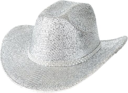 قبعة رعاة البقر اللامعة للسيدات من Lisianthus بحافة واسعة من حجر الراين لحفلات رعاة البقر in Kuwait