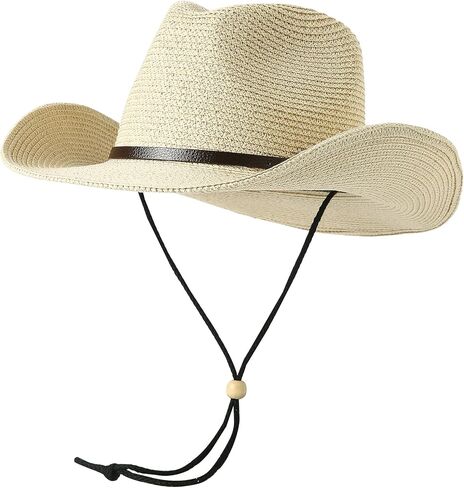 Lanzom النساء الرجال الصيف الغربية سترو كاوبوي راعية البقر قبعة قابلة للتشكيل واسعة حافة الشاطئ قبعة الشمس in Kuwait