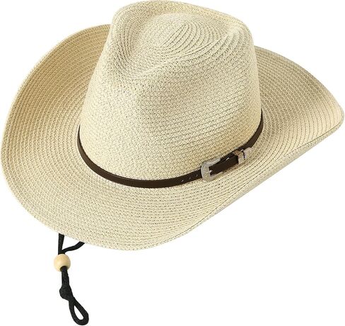 Lanzom النساء الرجال الصيف الغربية سترو كاوبوي راعية البقر قبعة قابلة للتشكيل واسعة حافة الشاطئ قبعة الشمس in Kuwait