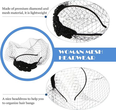 لوروز شريط راس شبكي لحفلات الشاي وحفلات الزفاف بتصميم فينتاج مع حجر الراين للنساء (تصميم 1) in Kuwait