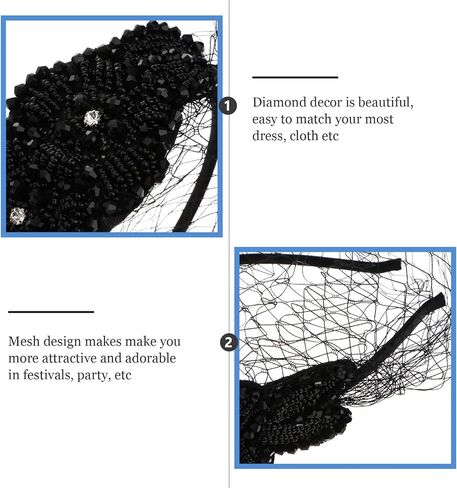 لوروز شريط راس شبكي لحفلات الشاي وحفلات الزفاف بتصميم فينتاج مع حجر الراين للنساء (تصميم 1) in Kuwait