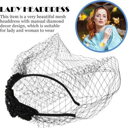 لوروز شريط راس شبكي لحفلات الشاي وحفلات الزفاف بتصميم فينتاج مع حجر الراين للنساء (تصميم 1) in Kuwait