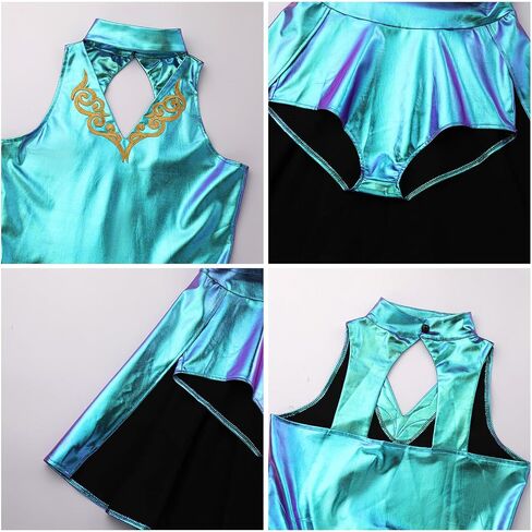ODASDO Women Trapeze Artist Fancy Dress Circus Costume Metallic Jumpsuit Leotard Gymnastic Stage Performace Dancewear in Saudi Arabia