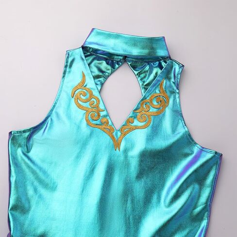 ODASDO Women Trapeze Artist Fancy Dress Circus Costume Metallic Jumpsuit Leotard Gymnastic Stage Performace Dancewear in Saudi Arabia