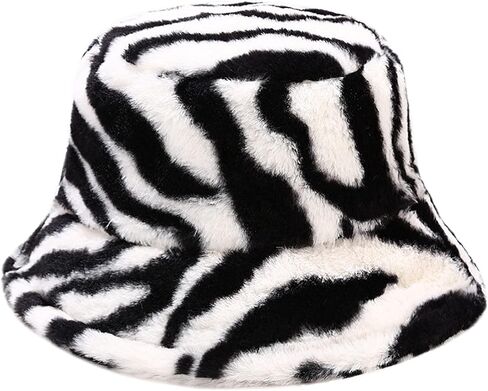 قبعة دلو قطيفة للشتاء قبعة صياد دافئة بطبعة حيوان الحمار الوحشي in Kuwait