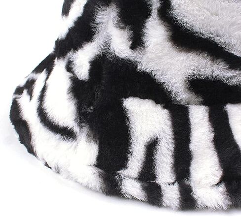 قبعة دلو قطيفة للشتاء قبعة صياد دافئة بطبعة حيوان الحمار الوحشي in Kuwait