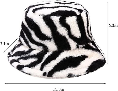 قبعة دلو قطيفة للشتاء قبعة صياد دافئة بطبعة حيوان الحمار الوحشي in Kuwait