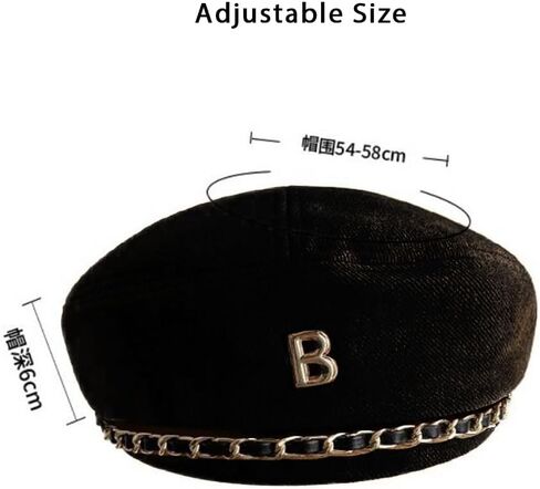 huablo]Artist Beanie Hat for Women Girls,Fashionable and Vintage Women's Beret Hats,French Berets Hat 5P-BLMao-Black, Black, 2 in Kuwait