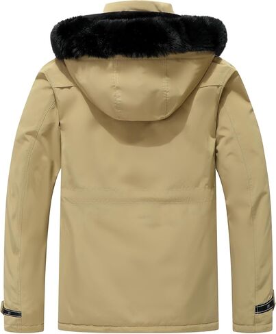 معطف شتوي رجالي من MOERDENG جاكيت باركا سميك مقاوم للماء مع غطاء رأس قابل للفصل من الفرو الاصطناعي in Kuwait