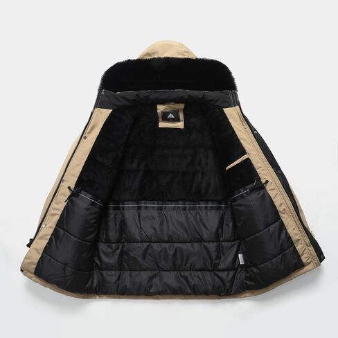معطف شتوي رجالي من MOERDENG جاكيت باركا سميك مقاوم للماء مع غطاء رأس قابل للفصل من الفرو الاصطناعي in Kuwait