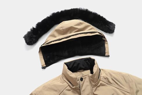 معطف شتوي رجالي من MOERDENG جاكيت باركا سميك مقاوم للماء مع غطاء رأس قابل للفصل من الفرو الاصطناعي in Kuwait