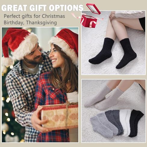 Ginmewrae Womens Fuzzy Socks Cozy Fluffy Warm Slipper Cloud Socks Thick Home Sleeping Winter Socks Christmas Gift in Kuwait