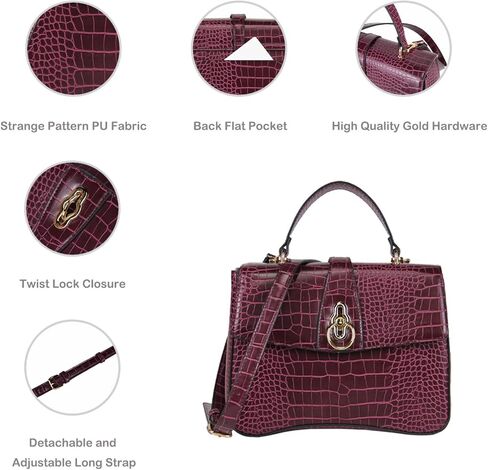 Women Top Handle Handbags Crossbody Purse For Women Croc Pu Leather in Saudi Arabia