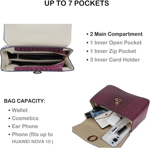 Women Top Handle Handbags Crossbody Purse For Women Croc Pu Leather in Saudi Arabia