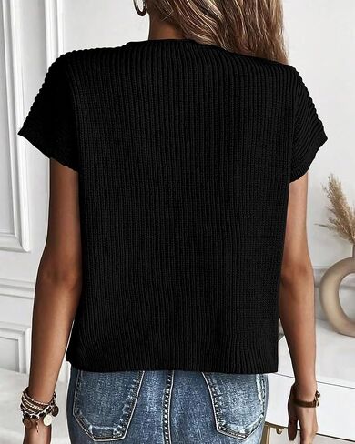 KIRUNDO Womens Spring Cap Sleeve Tops 2024 Summer Casual Crew Neck Lightweight Sweater Vest Ribbed Knit Pullover in Saudi Arabia