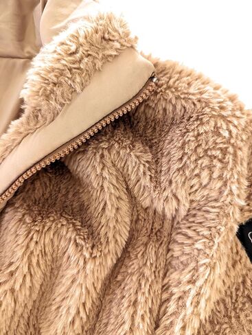 سترة منفوخة من الفرو الصناعي تيدي بير فائقة النعومة مع حزام خصر مشدود in Kuwait