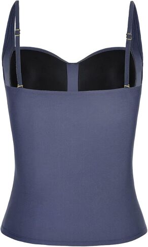 Hilor Women's Ruched Front Twist Tankini Tops Tummy Control Swimsuits Bathing Suits Retro Swim Tops in Saudi Arabia