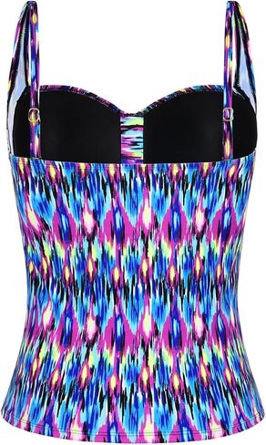 Hilor Women's Ruched Front Twist Tankini Tops Tummy Control Swimsuits Bathing Suits Retro Swim Tops in Saudi Arabia