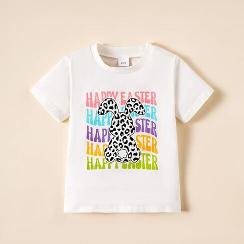 Girl Easter Outfit Short Sleeve Bunny T-Shir+Flared Bell Bottom Pants Easter Clothes 2-3T in Saudi Arabia