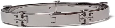 Tory Burch 145434 Tory Silver Tone Classic Logo Hinge Women's Bangle Bracelet in Saudi Arabia