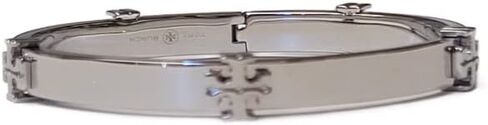Tory Burch 145434 Tory Silver Tone Classic Logo Hinge Women's Bangle Bracelet in Saudi Arabia