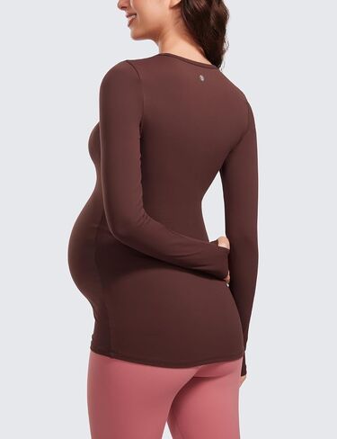 CRZ YOGA Womens Butterluxe Long Sleeve Maternity Tops Crewneck Pregnancy Basic Shirts Soft Athletic Yoga Casual Tee Blouses in Saudi Arabia